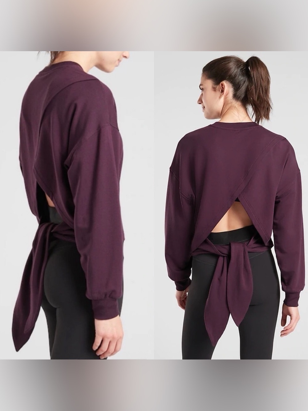 Athleta Yoga Tie‎ Back Sweatshirt Pullover size xs